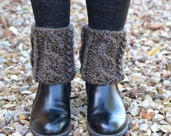 Super Chunky, Brown Knitted Boot Cuffs, boot toppers,