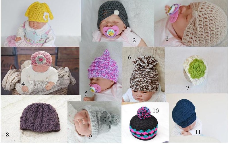 SALE Newborn Baby Hats, Pixie Hats, Elf Hats, Novelty Hats image 1