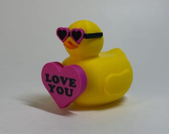CUSTOM Valentine Duck, Heart Duck, Valentine's Day Duck, Love Duck, Heart Glasses Duck, Customizable Duck