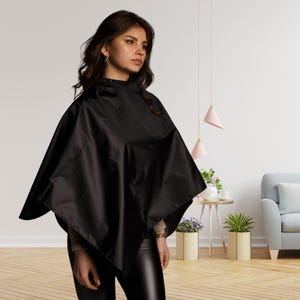 Personalized Barber Cape: Black Salon Hair Cutting Gown