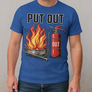 Put Out Firefighter T-Shirt for Men – Fire Extinguisher & Flame Graphic Tee First Responder Fireman Gift Shirt – Fire Safety Rescue Apparel