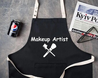 Personalized Makeup Artist Apron: Custom Text Apron with Pockets