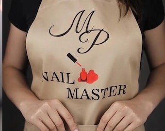 Delantal de manicura personalizado: texto personalizado, delantal ajustable para estilistas de salón