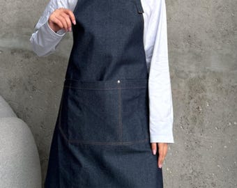 Vintage 50s Denim Work Apron / Selvedge Denim 1940s 1950s