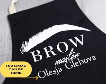 Avental personalizado Brow Master: avental de salão de beleza com texto personalizado