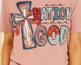 Patriotic Cross Graphic Tee: Christian 4th of July Shirt