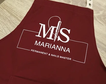 Delantal personalizado: texto personalizado, técnico de uñas, regalo de estilista