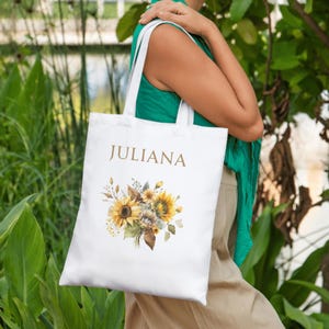 Custom Birth flower Personalized Canvas Tote Bag Canvas Tote Birthday gift for her gift for mom Wedding gift Bridesmaid Gifts Christmas Gift