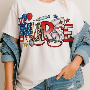 Patriotic Nurse T-Shirt: 4th of July American Flag RN Tee