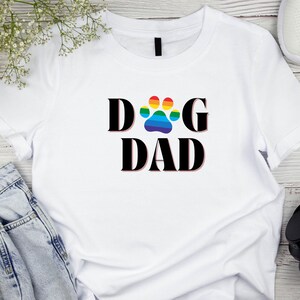 Dog Dad Comfort Colors T-Shirt: Rainbow Paw Print Gift