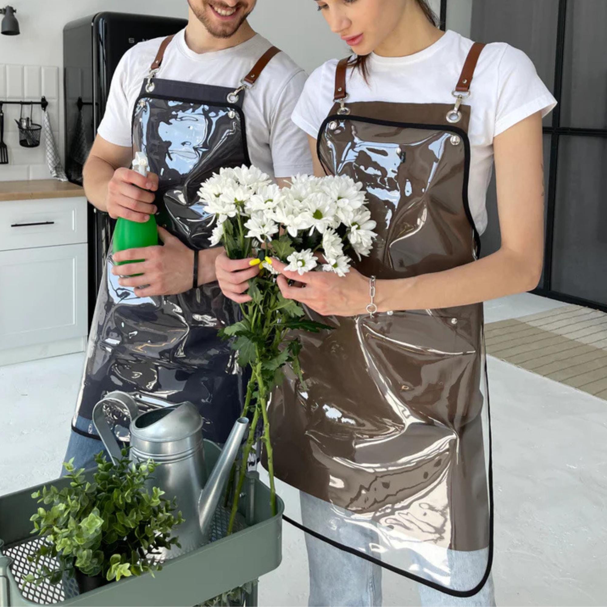 2X 47x28 Semi-Transparent PVC Apron Waterproof f Kitchen Garden Butcher