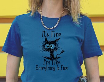 Funny Stressed Cat T-Shirt: Sarcastic Anxiety Humor Graphic Tee
