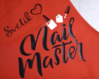 Delantal de manicura personalizado: regalo para estilista de salón con texto personalizado