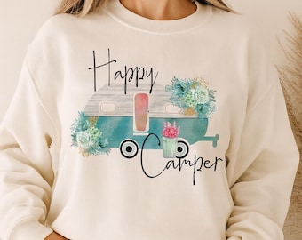 Sudadera vintage con estampado floral para autocaravana: un jersey acogedor para viajes en autocaravana