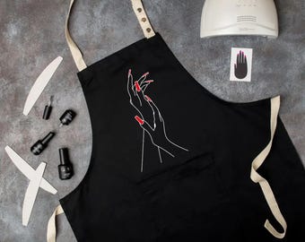 Delantal de técnico de uñas personalizado: Delantal de estilista personalizado con bolsillos