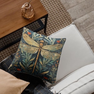 William Morris Dragonfly Pillow Cover: Art Nouveau Decorative Cushion