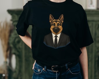 Maglietta con silhouette di pastore tedesco Comfort Colors: regalo per gli amanti dei cani