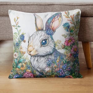 Rabbit Art Pillow Art Pillow Cushion Cover Art Nouveau Pillow Case Housewarming Gift Ancient Decorative Pillowcase Pillow case Unique Pillow