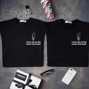 Couple T-Shirts &quot;I love you to the moon and back&quot; Sweatshirts Couple Matching Couples Sweatshirt for the couple Couple look Couple T-shirts