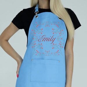 Personalized Floral Apron: Twill Fabric, Adjustable Fit