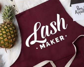 Avental personalizado para artista de cílios: texto personalizado, avental de bolso