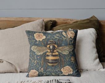 William Morris Bee Pillow Cover: Art Nouveau Floral Cushion