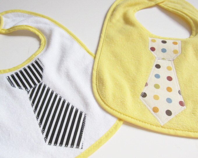 Baby Boy Bib Set Yellow Tie Bibs on SALE Etsy
