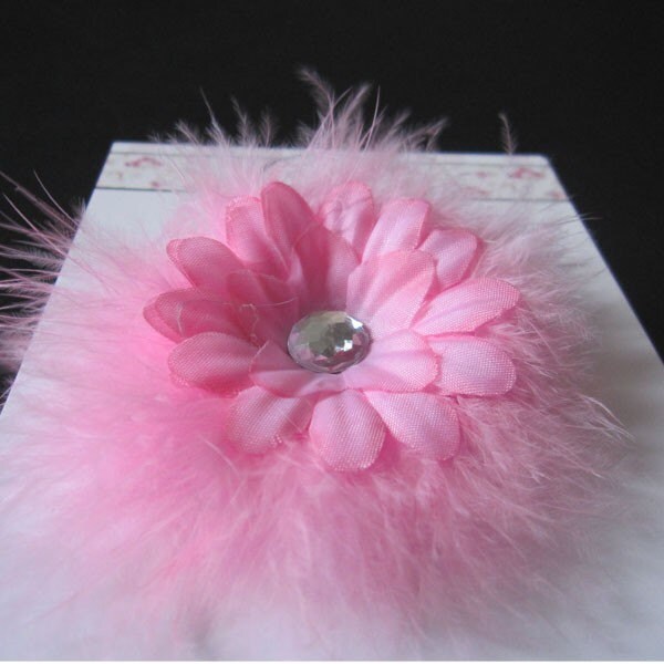 Pink Marabou Flower Hair Clip by Lucy Mae