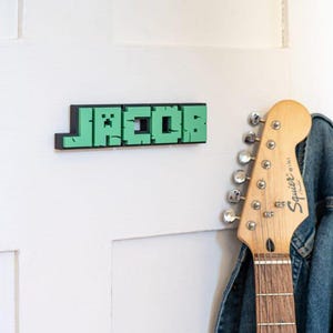 Gaming Name Sign | Personalised Gaming Decor | Custom Mining Craft Sign