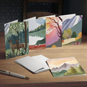 Ensemble de cartes de voeux Serene Nature | Lot de 5 cartes d'art pittoresques pour toutes les occasions, parfaites pour les anniversaires, les remerciements et leur respect de l'environnement