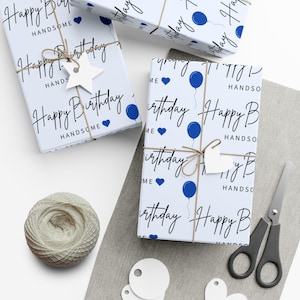Papel de regalo para él, papel de regalo de cumpleaños, papel de regalo azul atractivo, papel de celebración, artículos para fiestas, embalaje de regalo