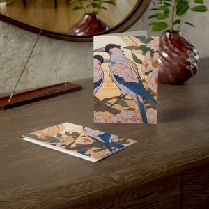Cartes de voeux élégantes pour oiseaux | Motif floral, parfait pour les remerciements, les anniversaires et les mariages,