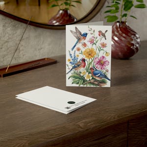 Botanical and Bird Design Greeting Cards, Blank Cards, Spring and Summer Lovers Gifts, Stationery Set, Note Cards Pack, Floral