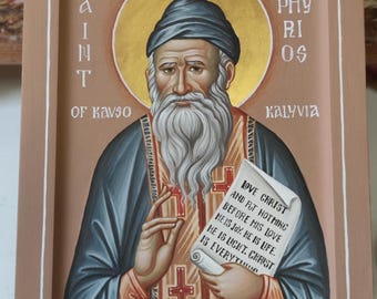 Icono de San Porfirio de Kavsokalyvia, 15 x 20 x 2,5 cm