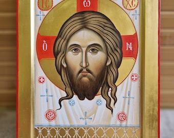 Hand-painted Icon of the Holy Face (Mandylion), 20x15x2.5 cm