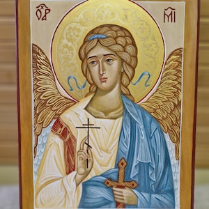 Hand painted icon of Archangel Michael