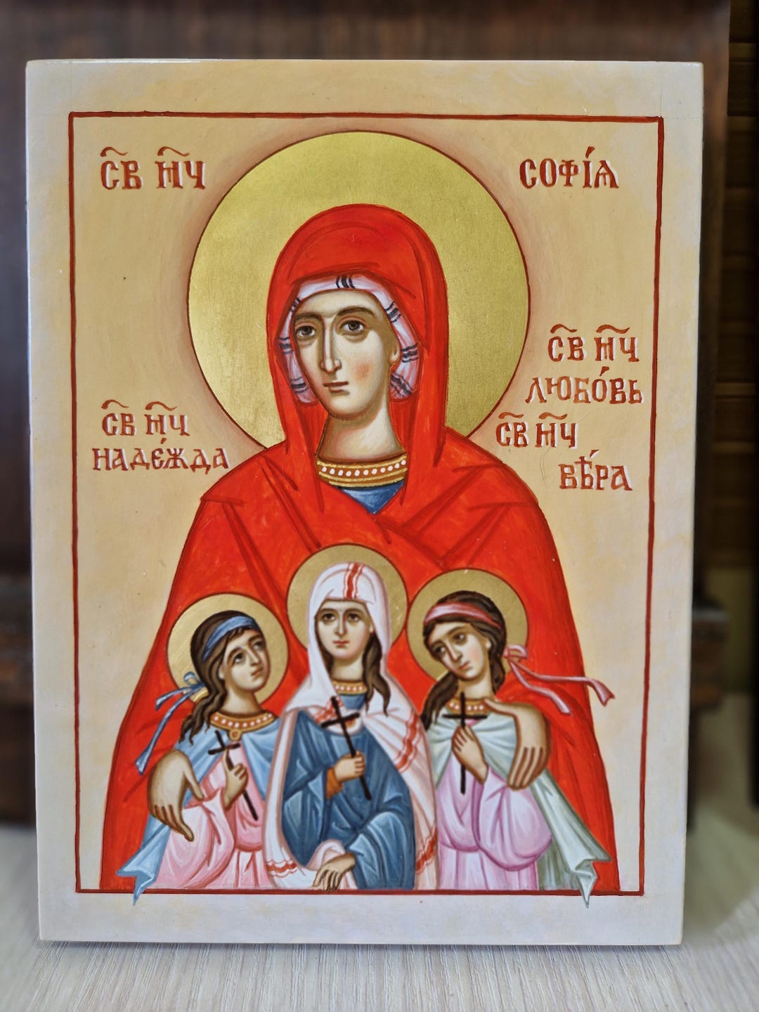Icon of Saint Sophia and Her Daughters — Faith, Hope, and Love - Etsy