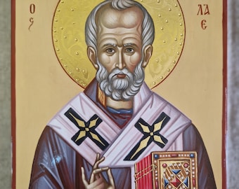 Hand-painted Icon of Saint Nicholas the Wonderworker 20×15 cm
