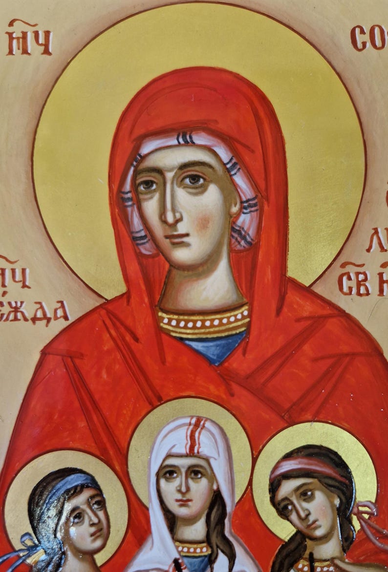 Icon of Saint Sophia and Her Daughters — Faith, Hope, and Love - Etsy