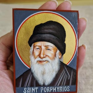 Icoon van de heilige Porphyrios van Kafsokalivia (miniatuur), 6*8*1 cm