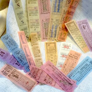 48 Vintage Bus Tickets, Train Theatre Billets, Washi Tape Stickers 12cm Junk journal card decor scrapbooks planners and general paper crafts