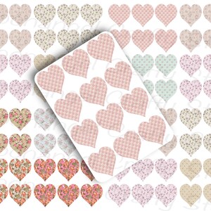 228 Fussy Cut Hearts - Vários designs de papel de parede, além de arquivo gratuito, para impressão, folha de colagem para download digital, álbum de recortes de diário de casamentos