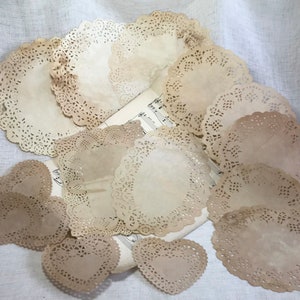 Tapetes de papel con efecto té: círculos, óvalos, rectángulos y corazones, tarjetas estilo antiguo shabby chic para Junk Journal.