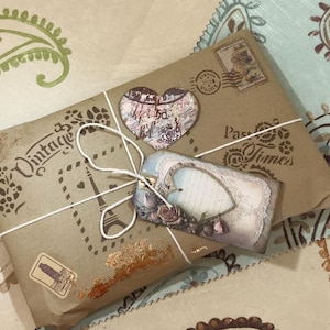 Mystery bundle vintage style Junk Journal scrapbook supplies over 200 items fabrics ephemera vintage paper ribbon lace charms embellishments