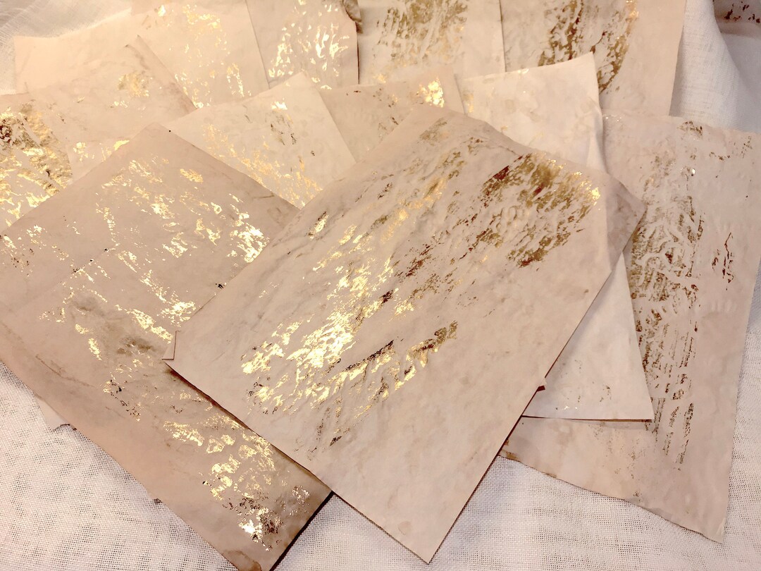 Aged Onion Skin Paper Gilded in Metallic Gold 10 Sheets Choice of Sizes