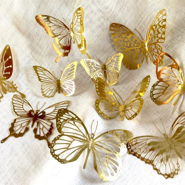 Gold Lace Filigree Butterflies made from metallic foil, Ideal for Junk Journals, Planners, Scrapbooking & Vintage Decorative Paper Crafts