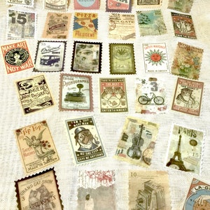 Duże znaczki pocztowe Washi - 20 różnych naklejek reklamowych w stylu vintage retro do kolażu, tworzenia kartek, artykułów do scrapbookingu