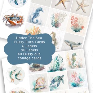 80 Digital Sea Life fussy Cuts collage for junk journal crabs fish wreck jellyfish treasure lobsters octopus turtles junk journal + freebie