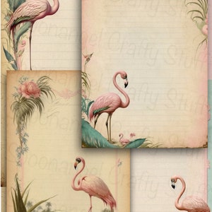 Digital In The Pink Flamingo Junk Journal Pages, 15 sheets, ideal for letters, invites, scrapbooks, junk journals, invites,