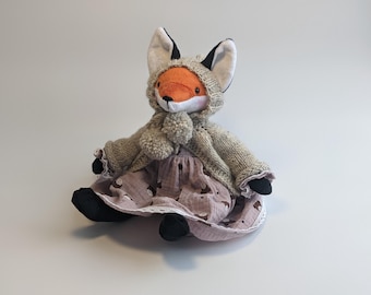 Zorro de peluche hecho a mano: regalo para niños, ideal para amantes de los zorros, decoración ecológica para guardería con patas móviles.